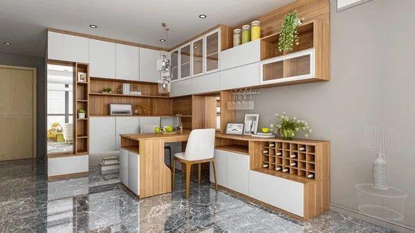 如果普通门不方便找东西,而开放架又容易积灰,那么可以考虑上层的吊柜